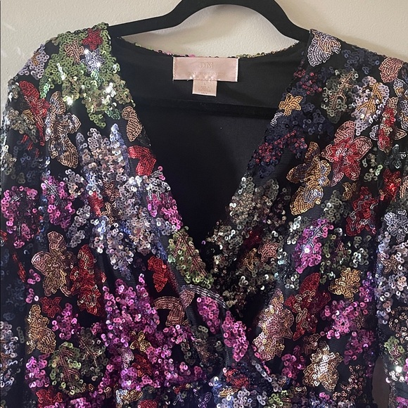 Shop DM Danica Floral Sequin Dress SZ Large - Picture 4 of 5